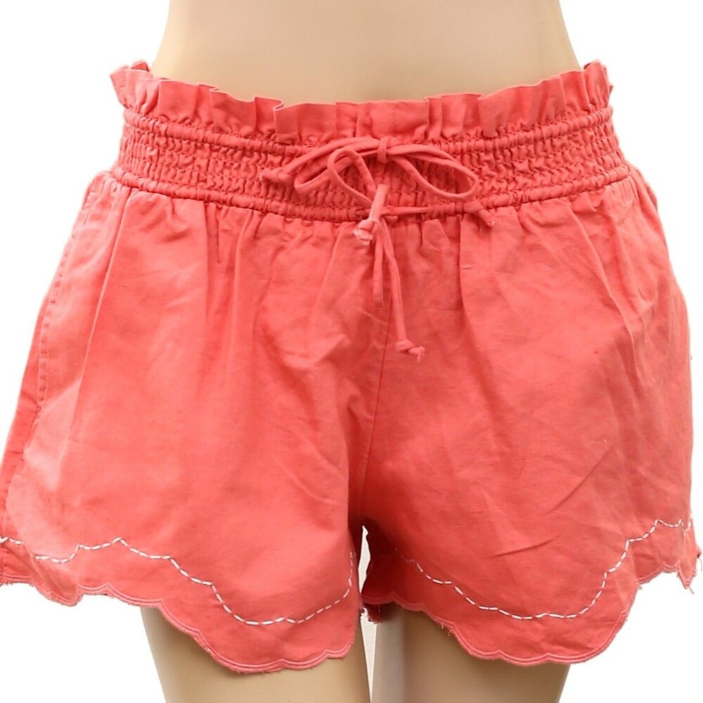 By Anthropologie Linen Double Waistband Shorts Pull-On Smocked XXS-P 289521 - Picture 5 of 8